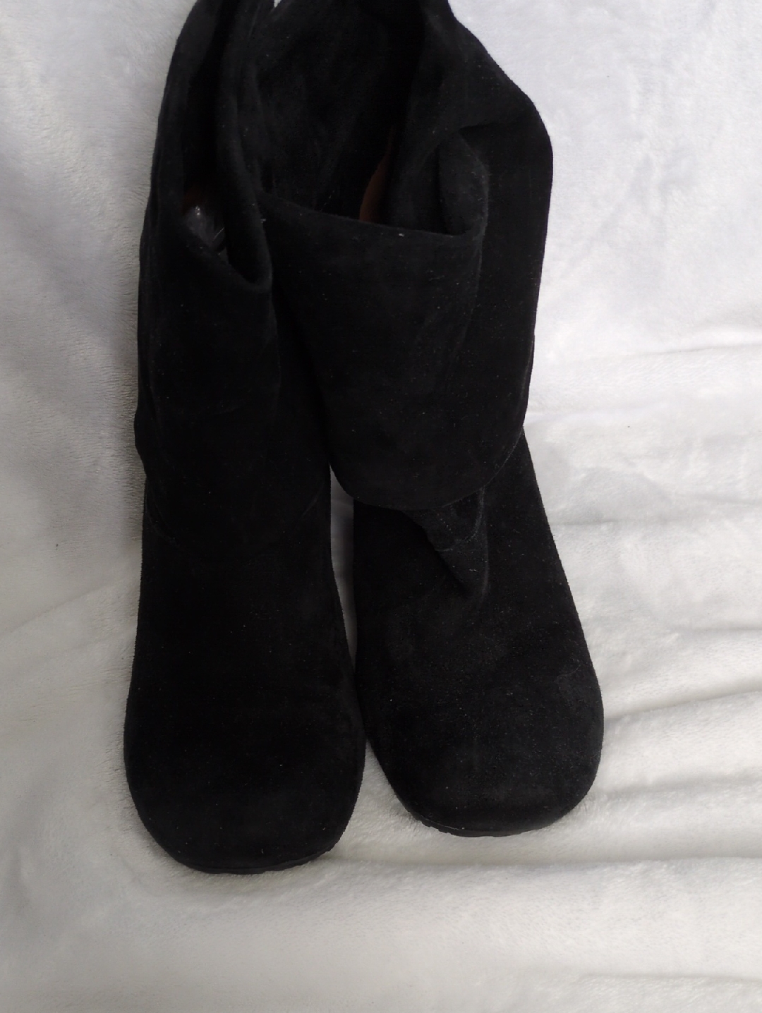 Gentle Souls Black Suede Mid-Calf Heeled Boots